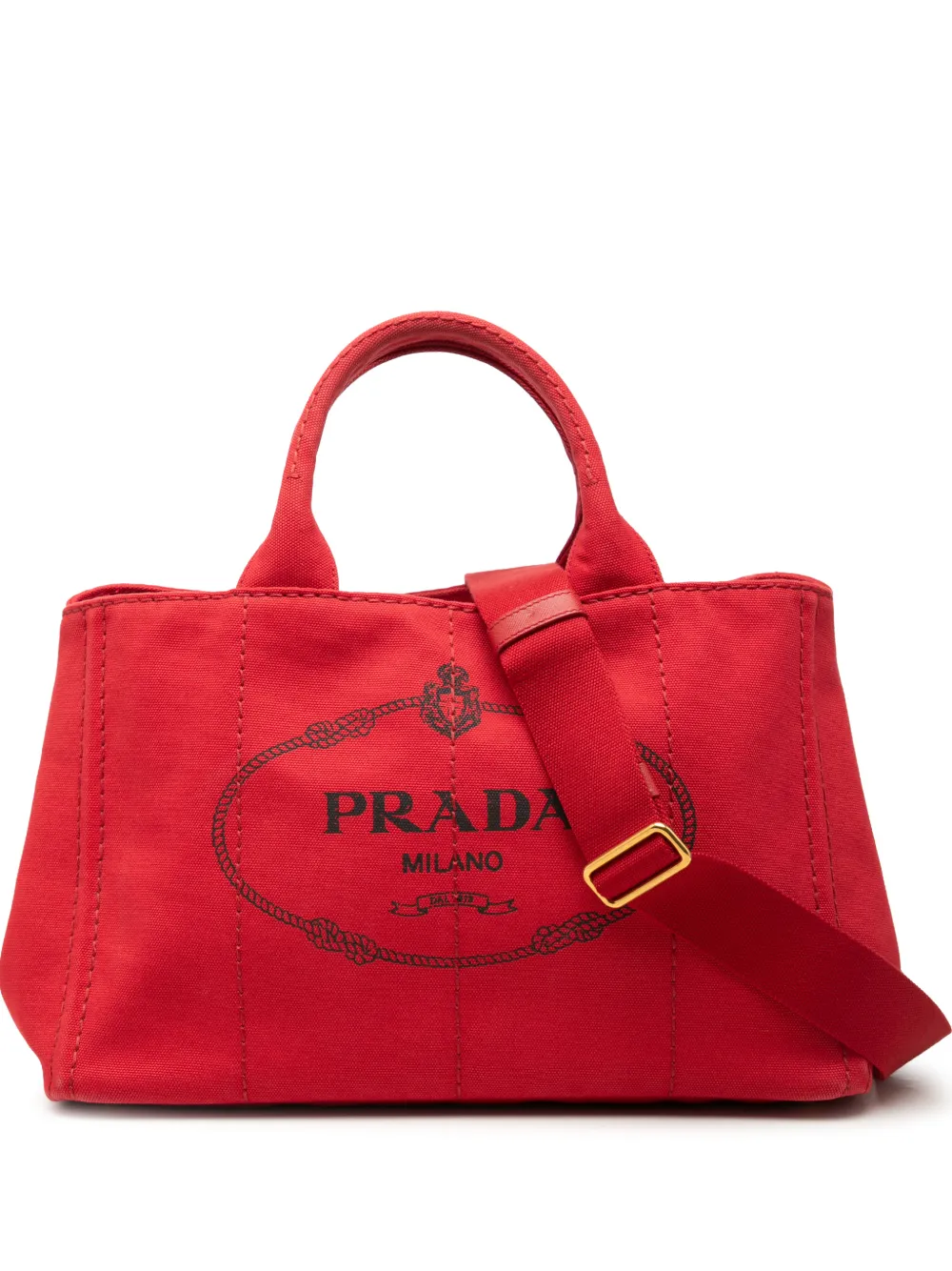 Prada Pre-Owned 2013-2026 Canapa Logo Satchel-Tasche aus Canvas - Rot