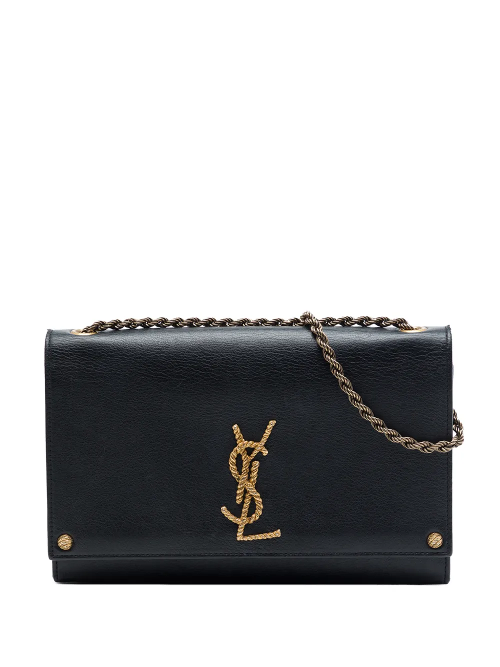 Saint Laurent Pre-Owned 2016 Medium Smooth Calfskin Braided Monogram Kate crossbody bag - Nero