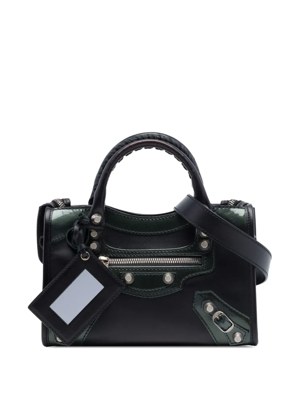 Balenciaga Pre-Owned 2015 Mini Lambskin and Patent Motocross Giant 21 City satchel - Nero