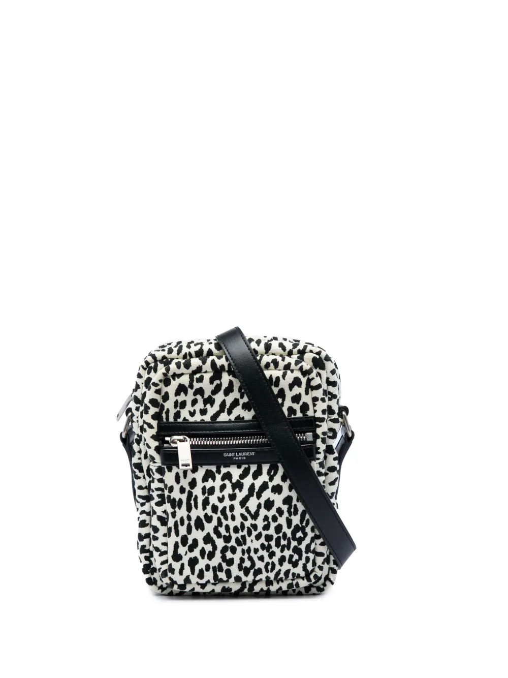 Saint Laurent Pre-Owned 2020 Leopard Print Canvas Sid Messenger Bag crossbody bag - Bianco