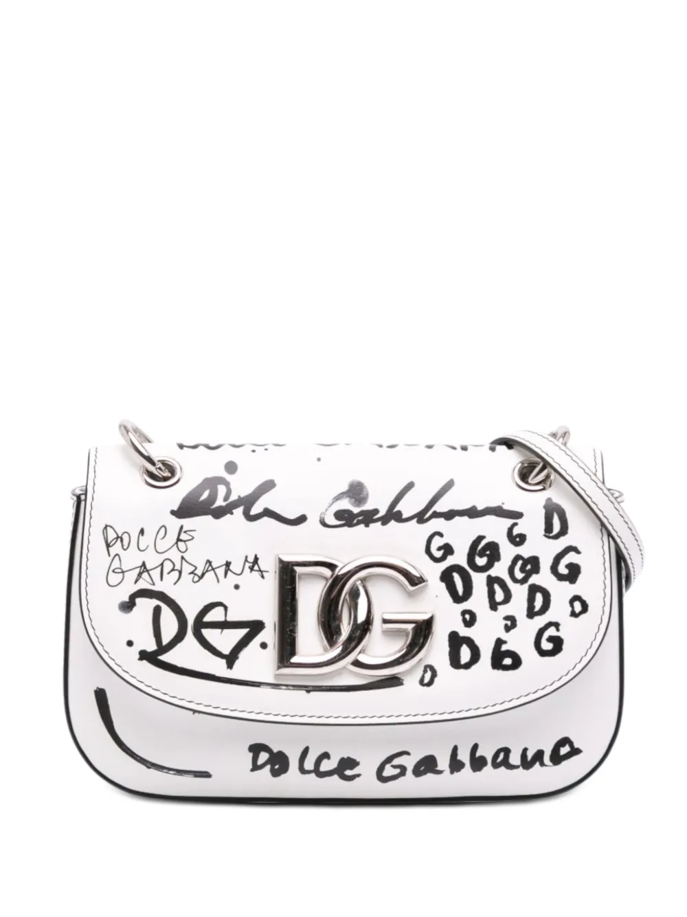 Dolce & Gabbana Pre-Owned 2010-2026 Small Calfskin Millenial Graffiti crossbody bag - Bianco