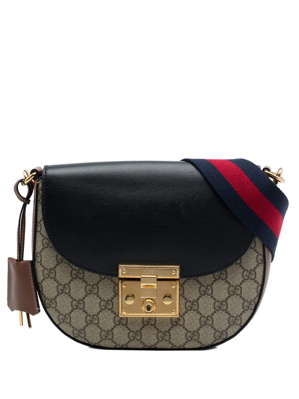Gucci Pre-Owned 2016-2026 GG Supreme Web Padlock crossbody bag - Toni neutri