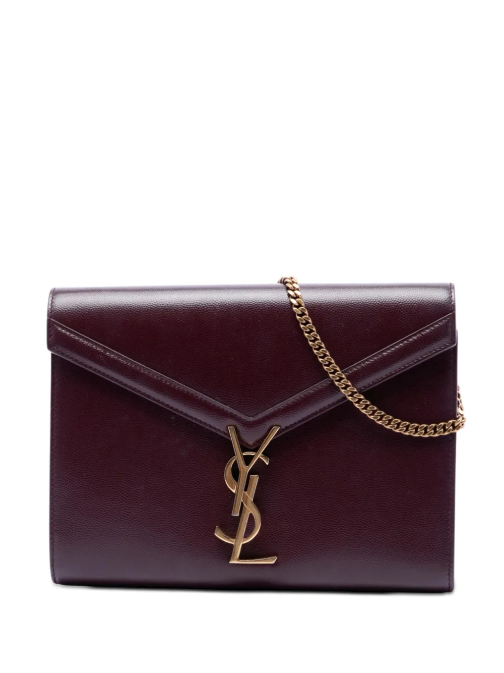 Saint Laurent Pre-Owned 2010-2026 Grain De Poudre Monogram Cassandra Chain Wallet crossbody bag - Rosso