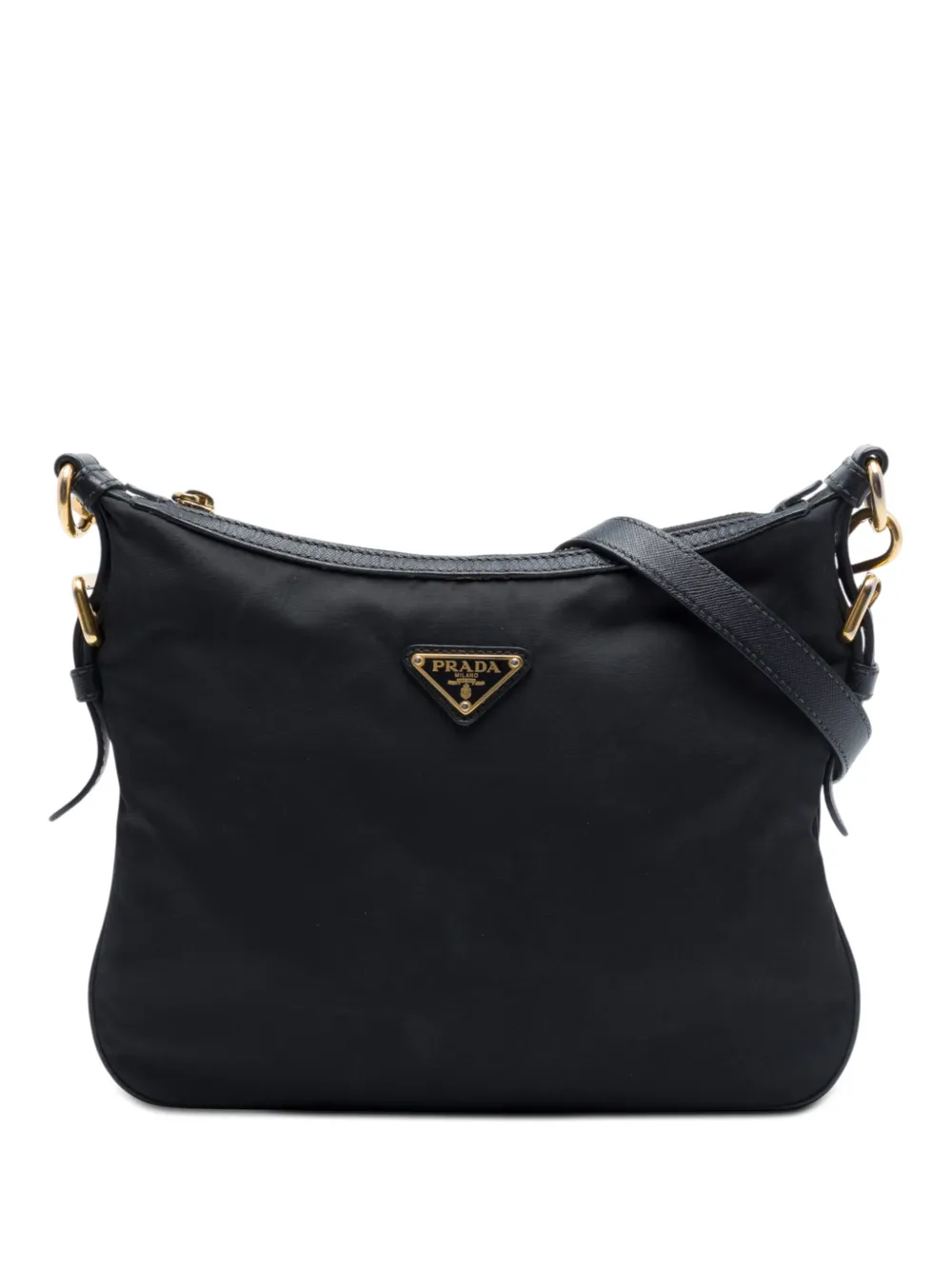 Prada Pre-Owned 2013-2026 Saffiano Trimmed Tessuto Zip Top crossbody bag - Nero