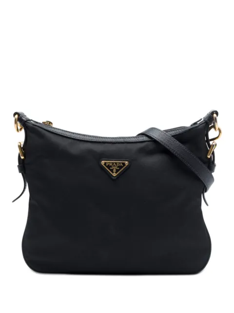 Prada Pre-Owned 2013-2026 사피아노 트리밍 테수토 지퍼 탑 크로스 백