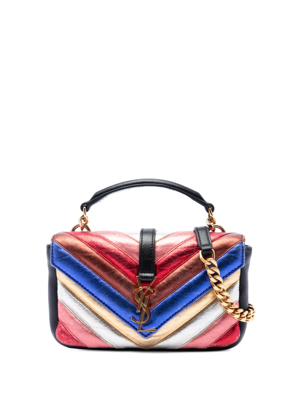 Saint Laurent Pre-Owned 2016 Mini Chevron Sheepskin Multicolor Monogram College satchel - Multicolore