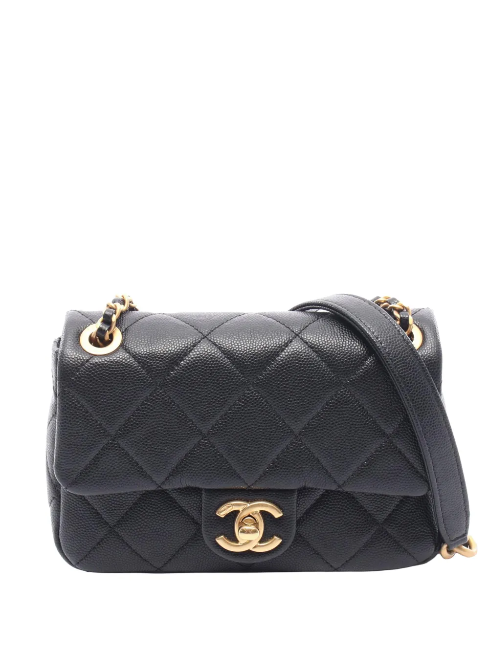CHANEL Pre-Owned 2021-2026 Mini CC Quilted Caviar Single Flap crossbody bag - Black