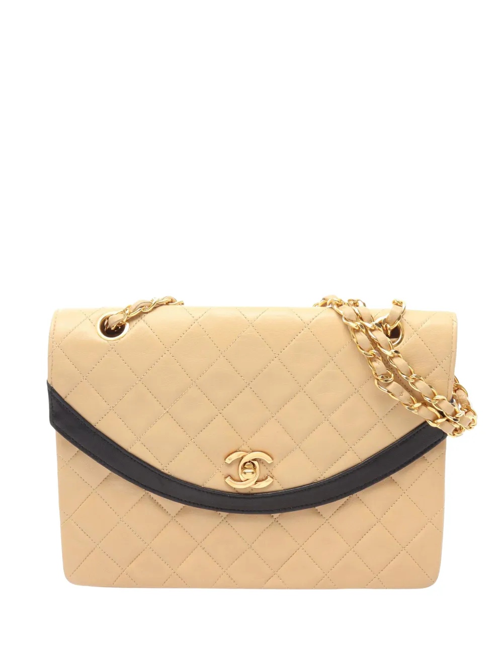 CHANEL Pre-Owned 1984-1986 Quilted Lambskin Half Moon Flap crossbody bag - Neutrals