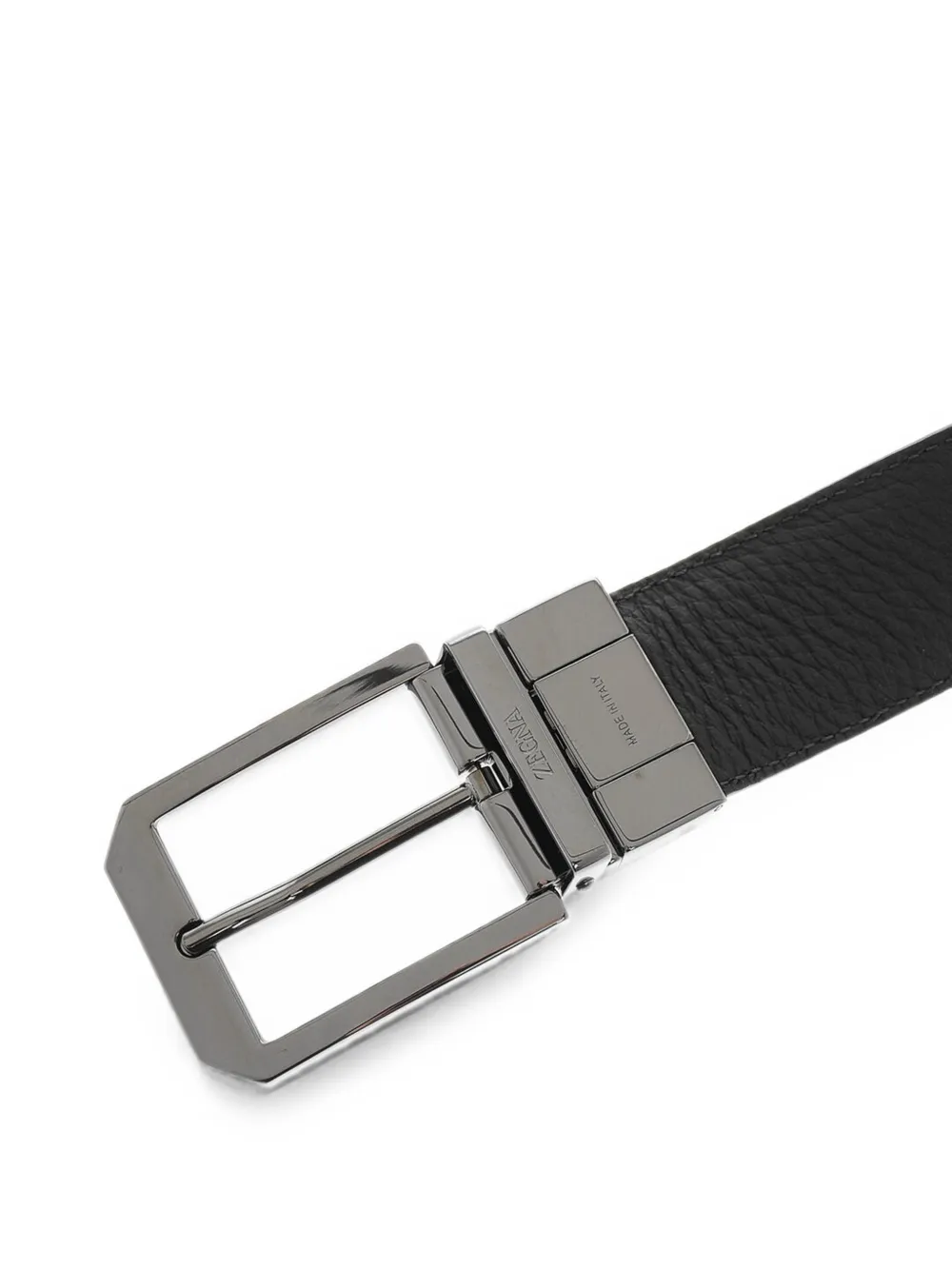 Zegna Omkeerbare gehamerde leren riem Zwart