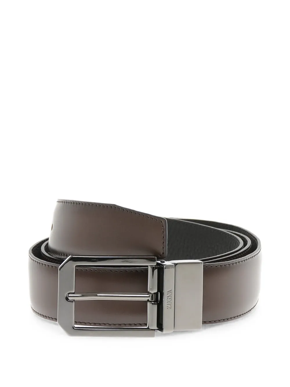 Zegna Omkeerbare gehamerde leren riem Zwart
