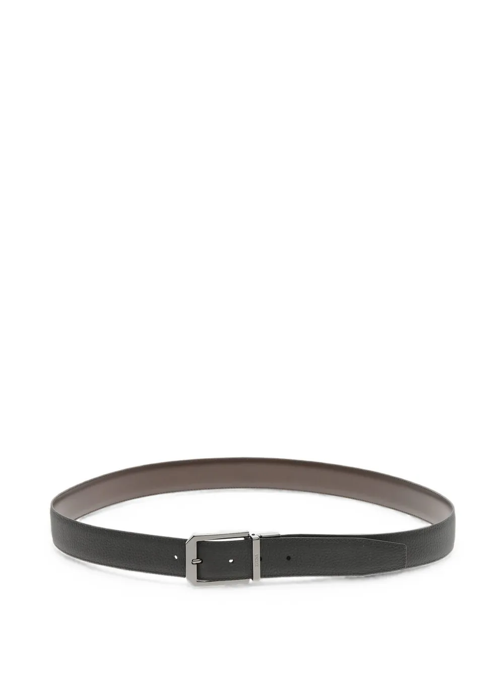 Zegna Omkeerbare gehamerde leren riem Zwart