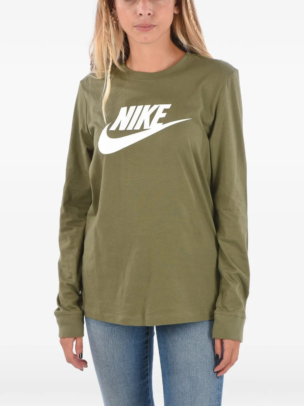 Nike Logo-print Long-sleeve T-shirt In Grün