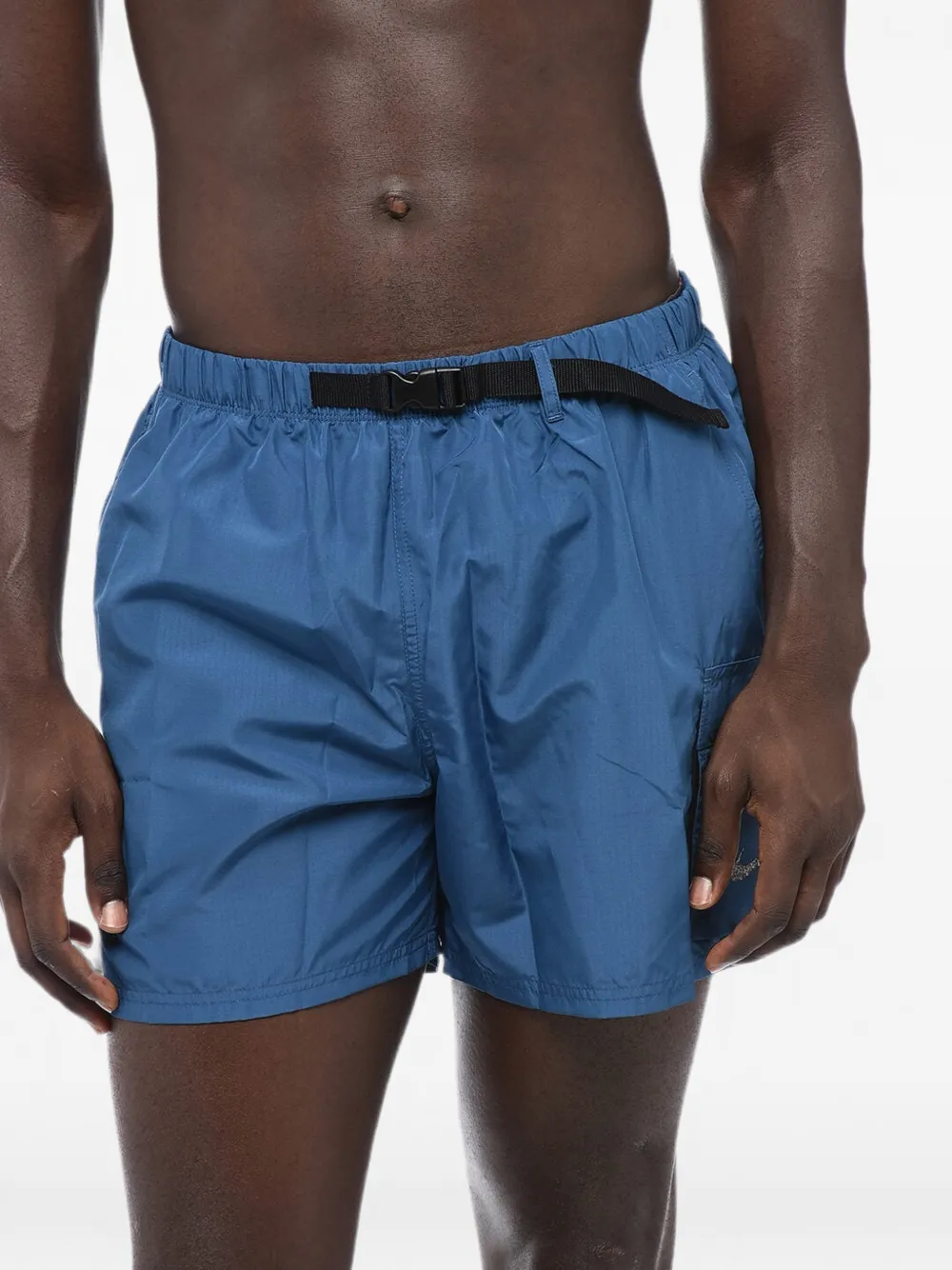 Nike Logo-print Belted Swim Shorts In Blue