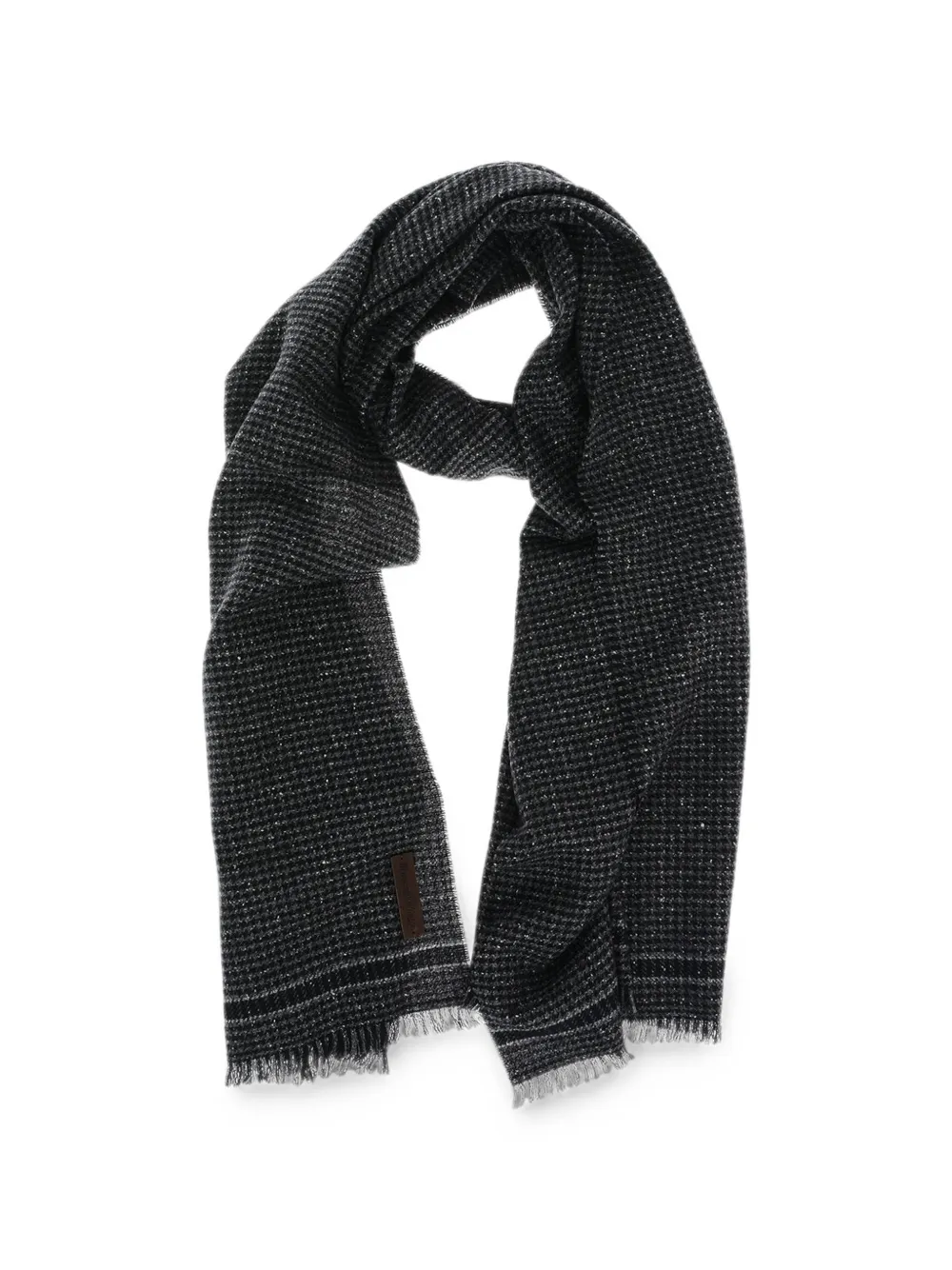 Zegna Houndstooth-pattern Fringed Scarf In Multi