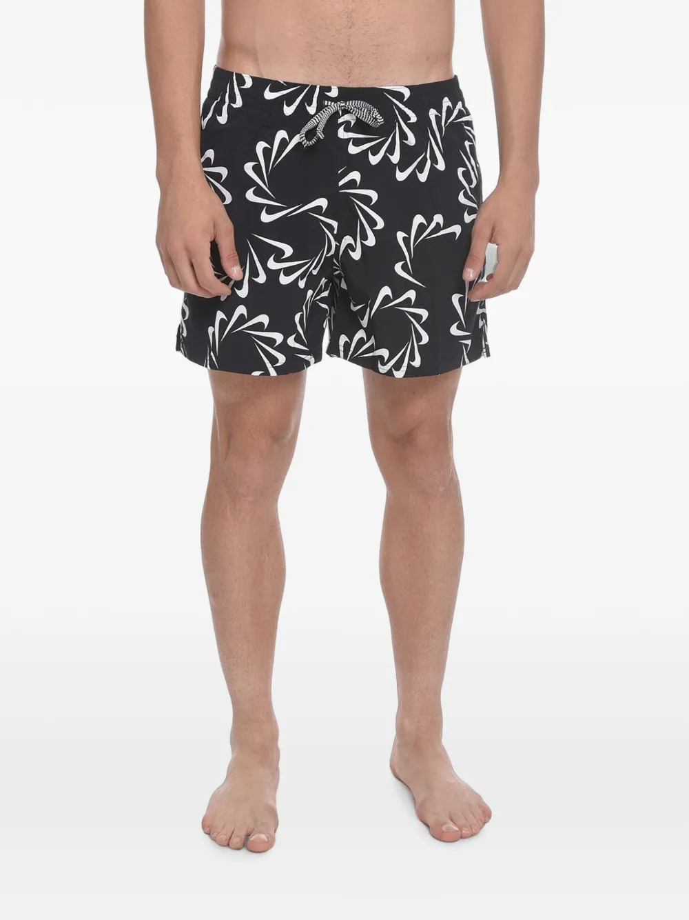 Nike Swoosh-print Swim Shorts In Black