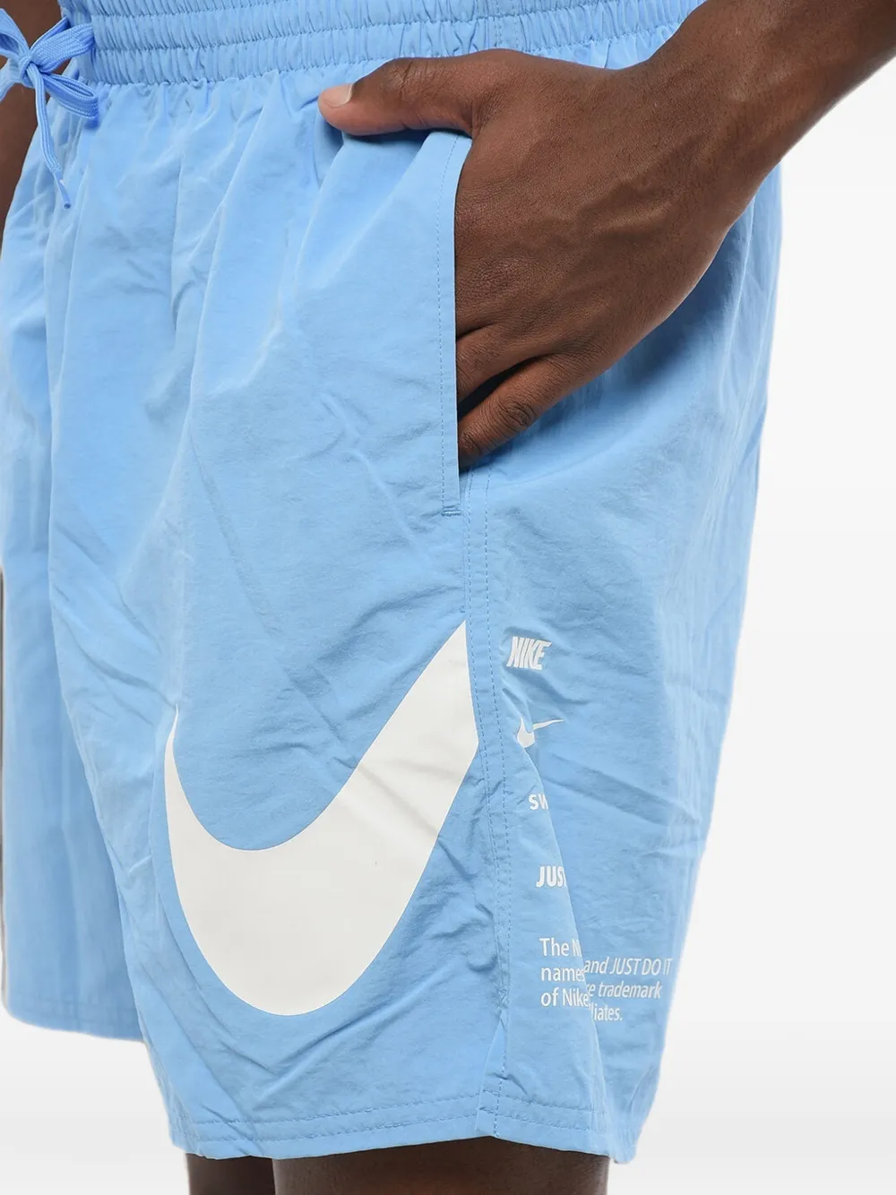 Nike Logo-print Drawstring Swim Shorts In Blue