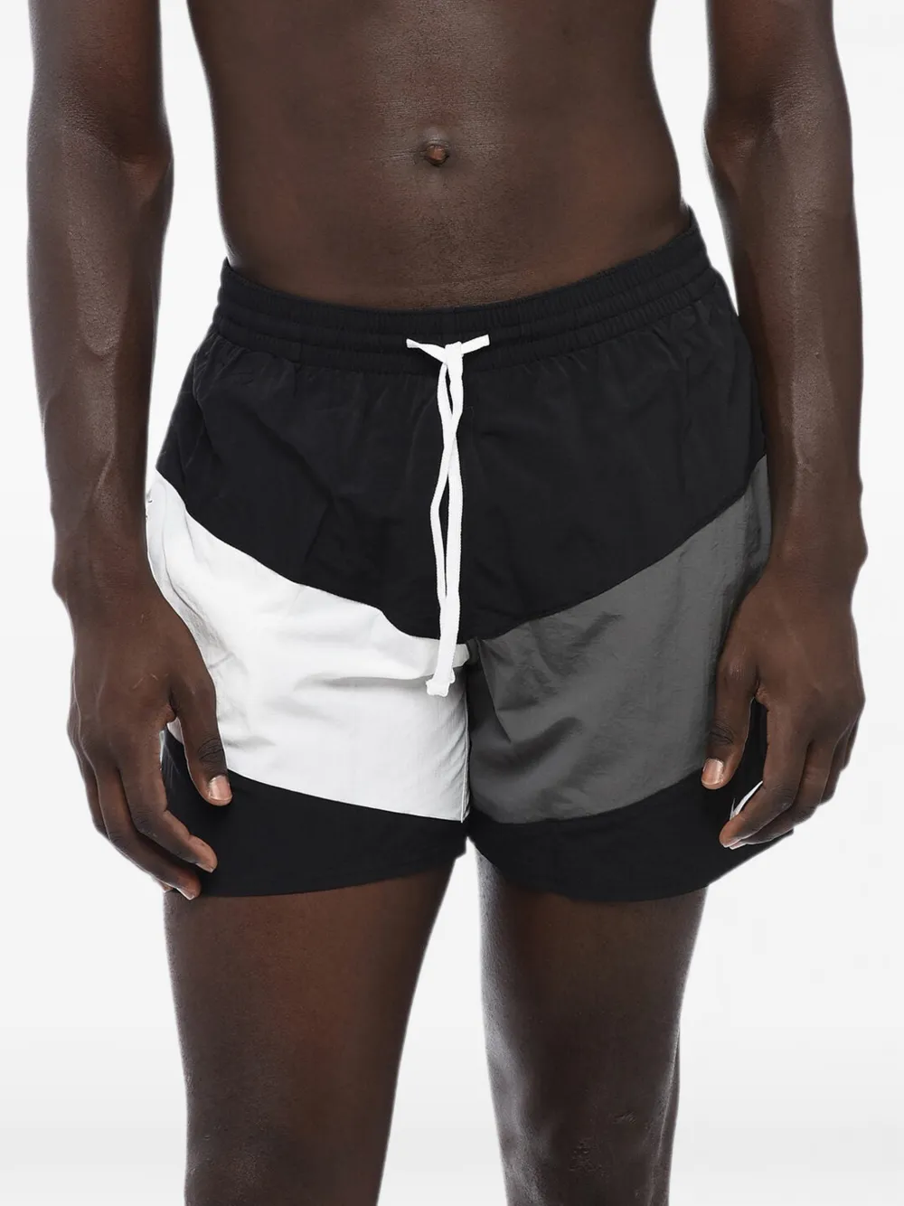 Nike Logo-print Colour-block Swim Shorts In Black