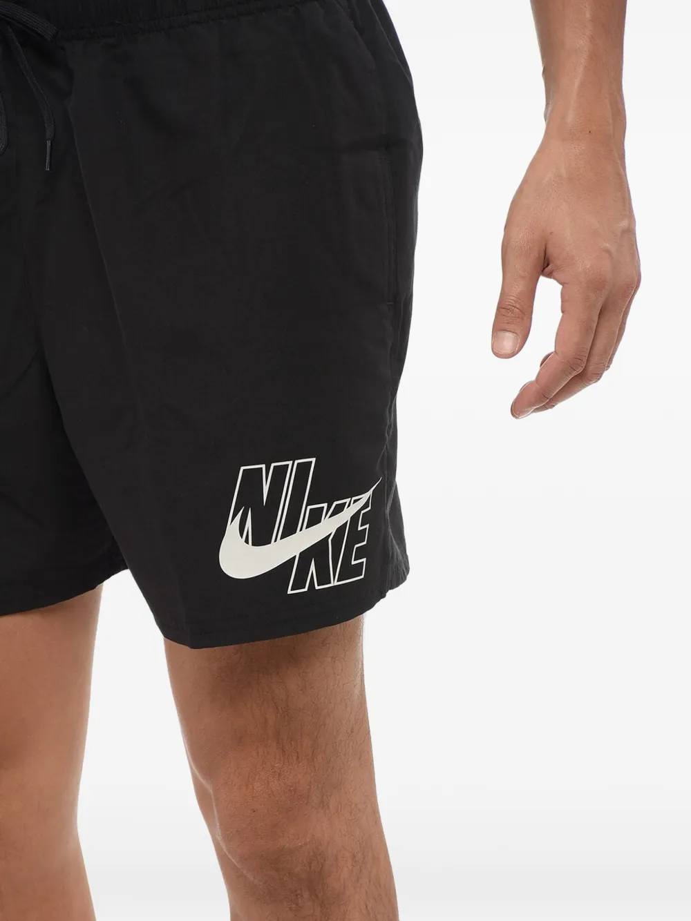 Nike Breaker Logo-print Elasticated Swim Trunks In Black