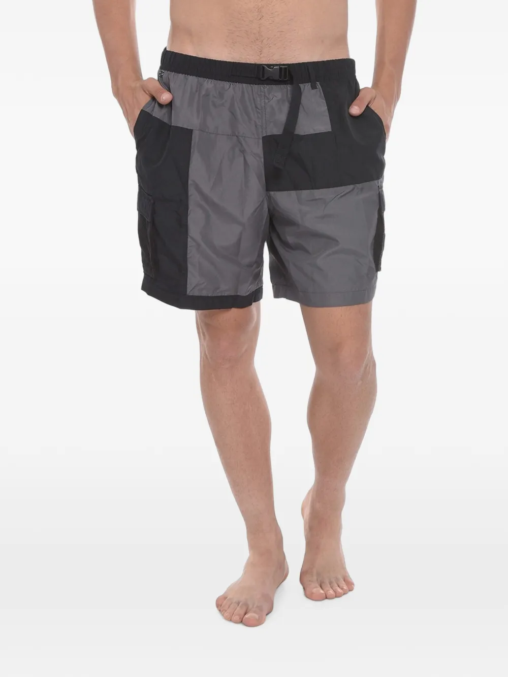 Nike Cargo-pocket Colour-block Swim Shorts In Grey