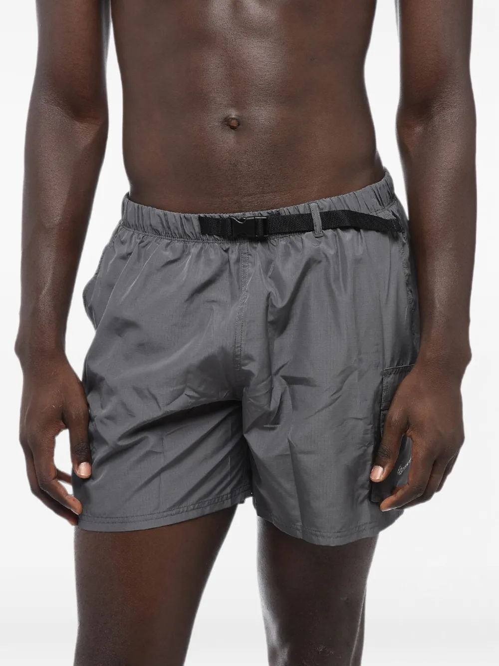 Nike Belted Logo-print Swim Trunks In Grey