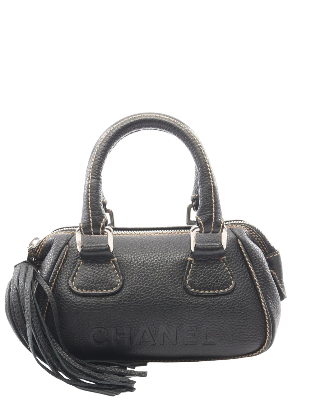 CHANEL Pre-Owned 2003-2004 Grained Calfskin Tassel LAX Bowler Bag handbag - Black