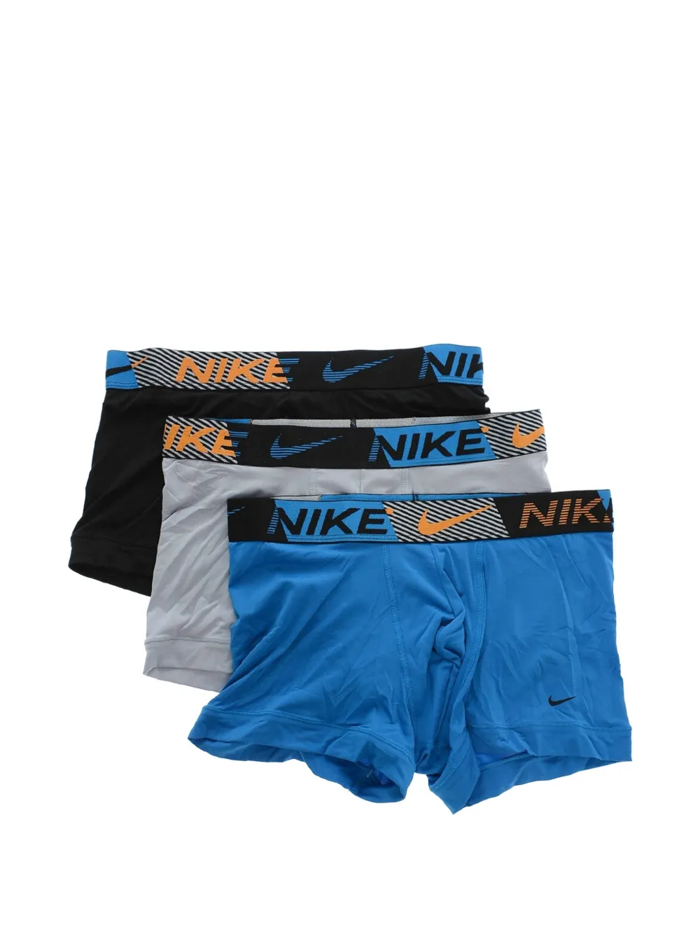 Nike Dri-fit Logo-waistband Boxer Briefs (set Of Three) In Blue