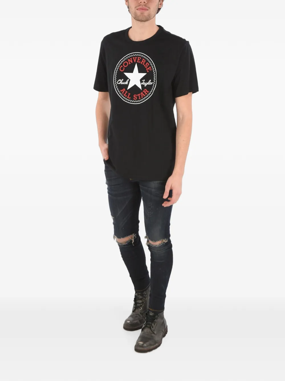 Converse Chuck Taylor logo-print T-shirt Zwart