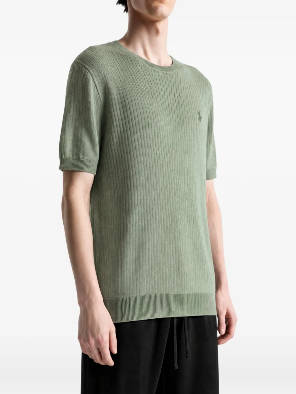 Polo Ralph Lauren ribbed-knit short-sleeved sweater Groen