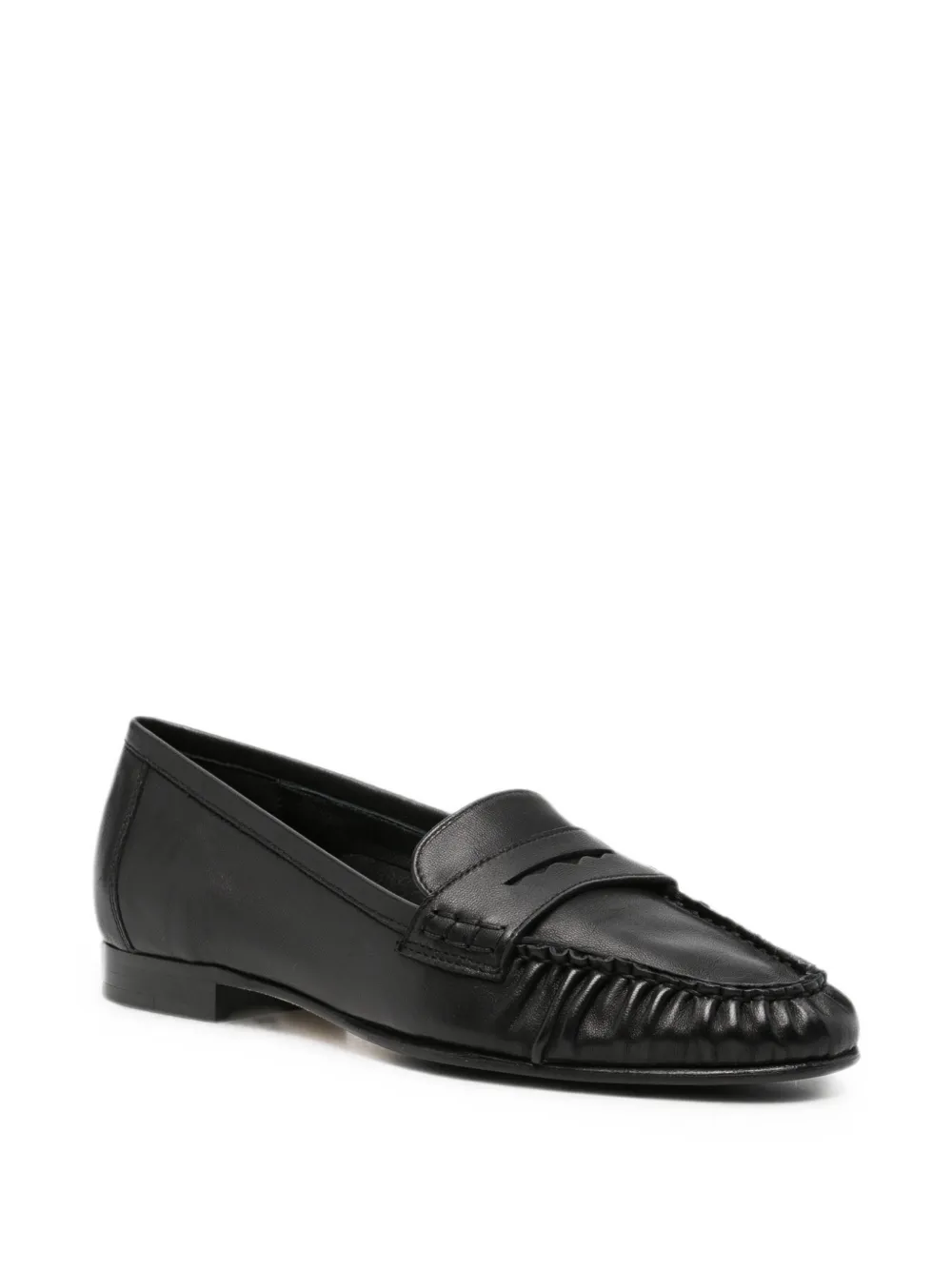 Aeyde Aldous ruched penny-slot loafers Zwart