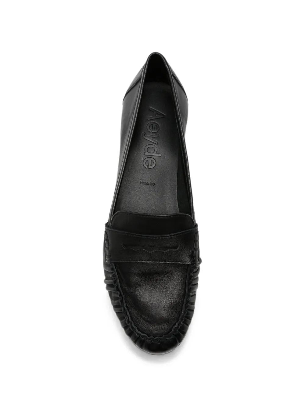 Aeyde Aldous ruched penny-slot loafers Zwart