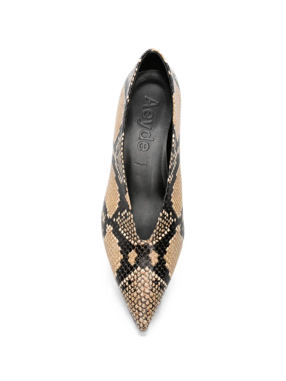 Aeyde Clara snake-effect pointed-toe pumps Beige