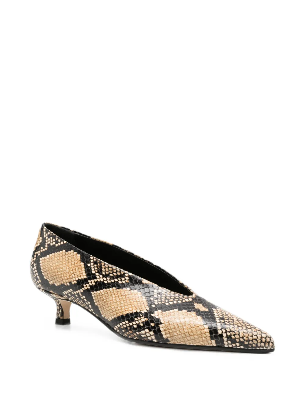 Aeyde Clara snake-effect pointed-toe pumps Beige