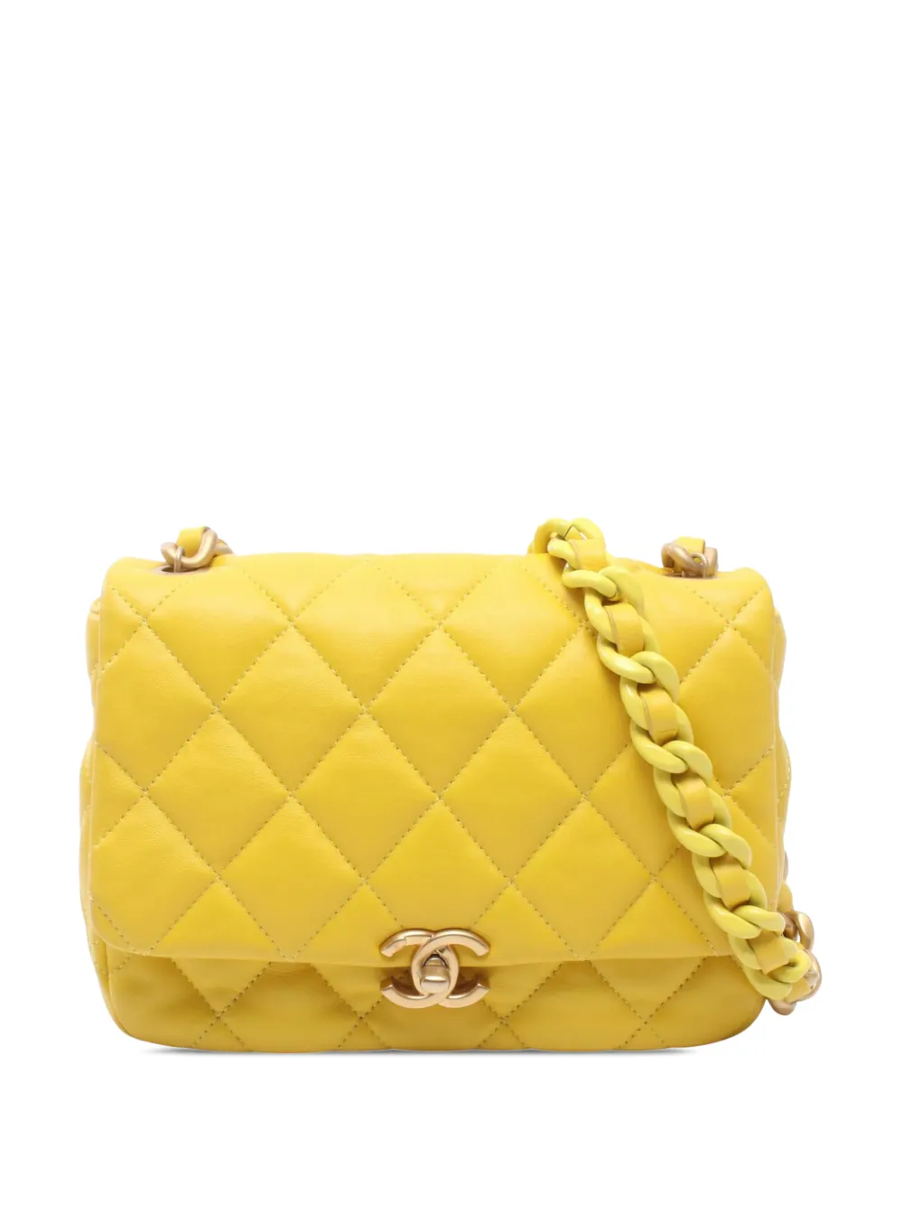 CHANEL Pre-Owned 2021-2026 Small Quilted Lambskin Candy Chain Flap crossbody bag - Yellow
