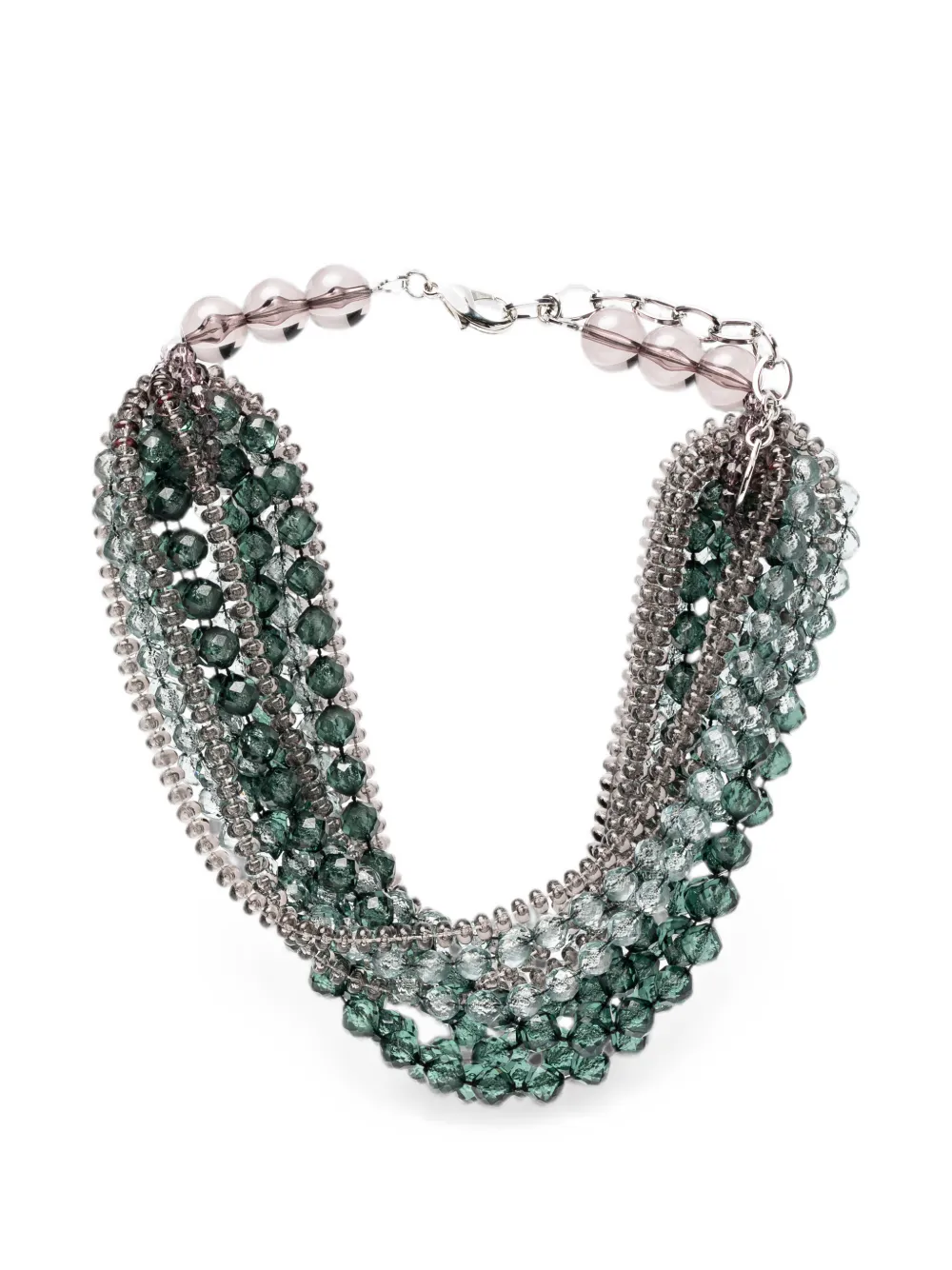 Emporio Armani Multi-strand Beaded Necklace In Green