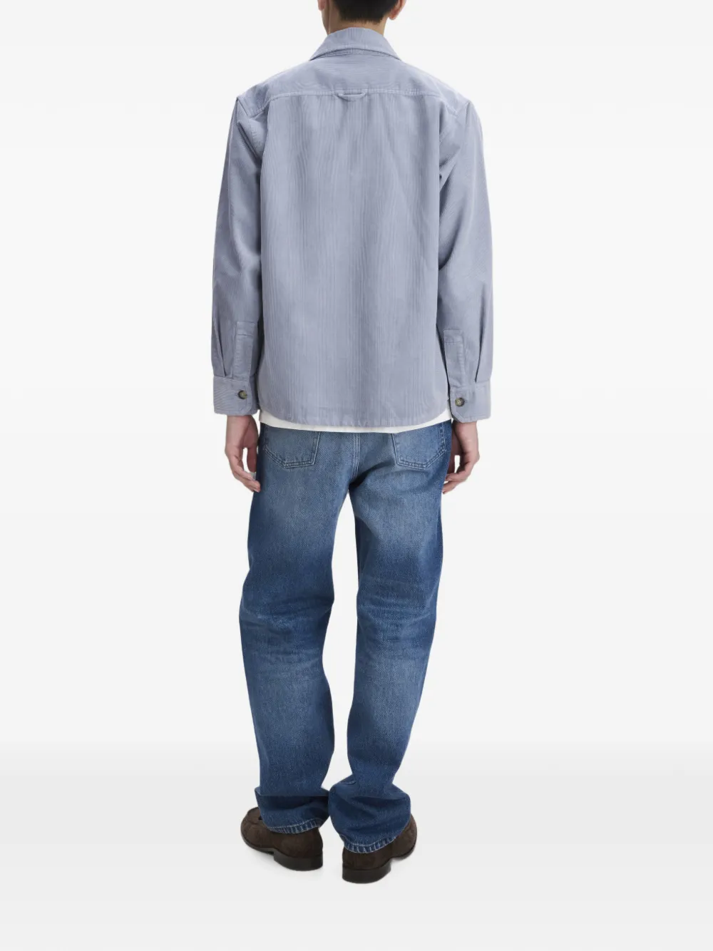 A.P.C. Ribfluwelen overhemd met borstzak Blauw