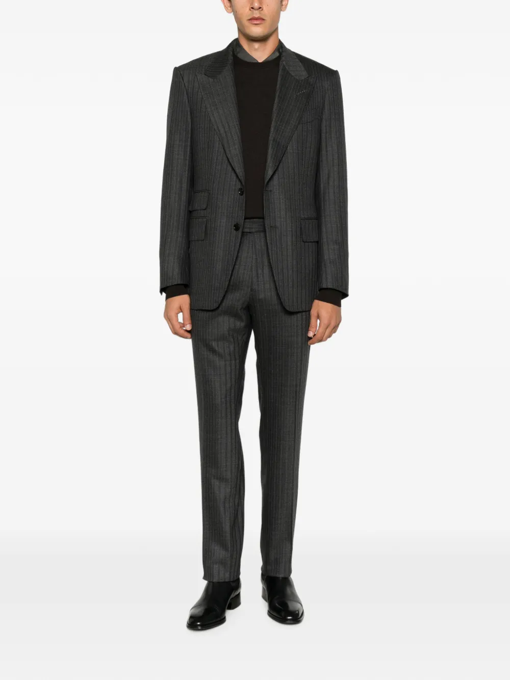 TOM FORD Trui met ronde hals en geribbelde afwerking Bruin