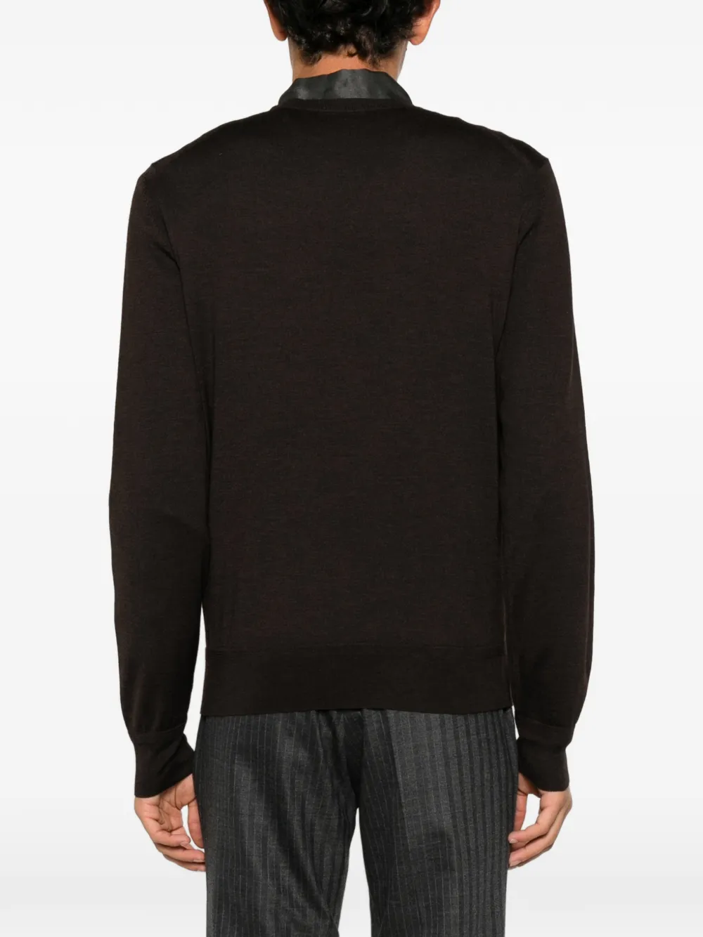 TOM FORD Trui met ronde hals en geribbelde afwerking Bruin