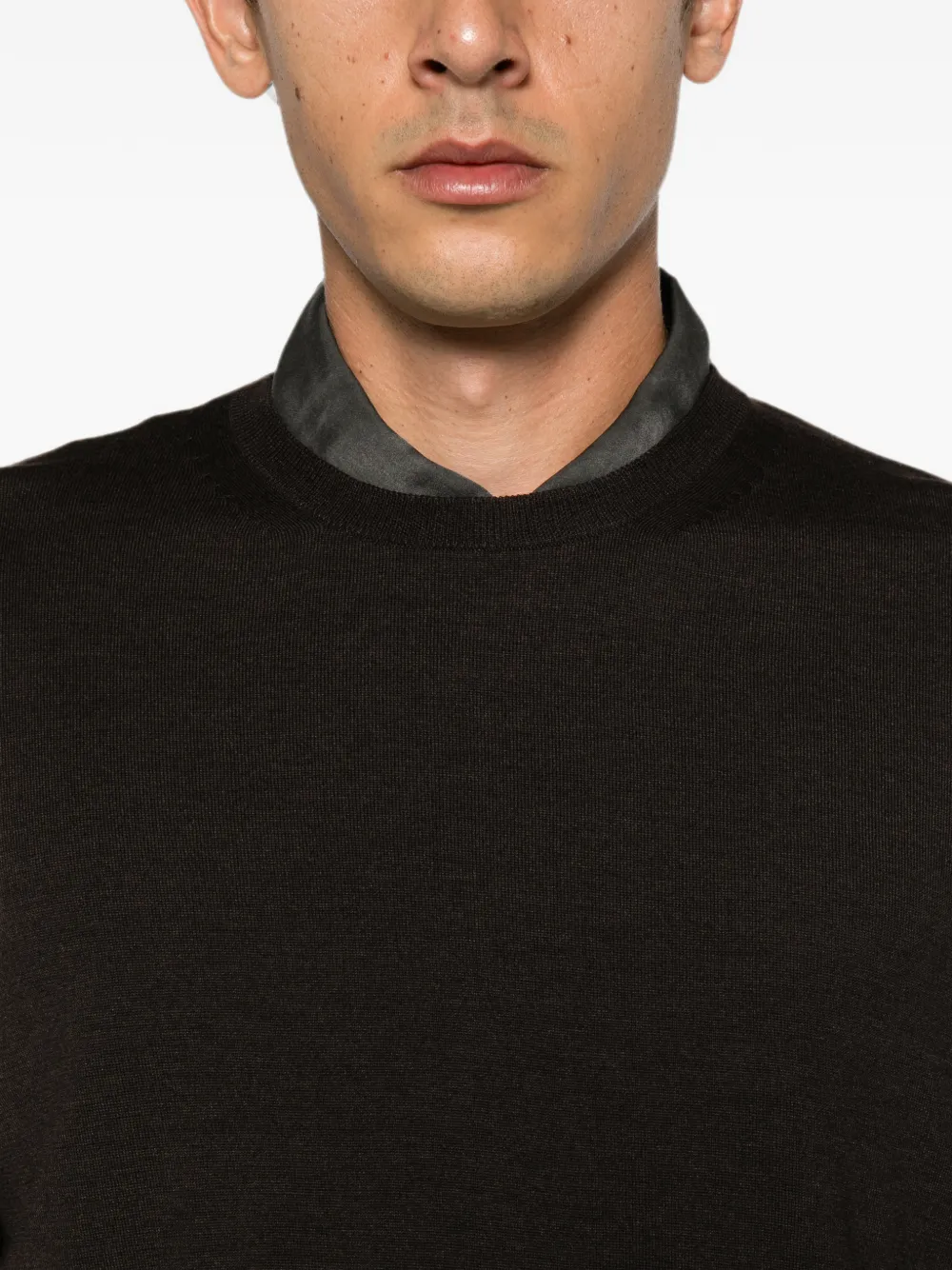 TOM FORD Trui met ronde hals en geribbelde afwerking Bruin