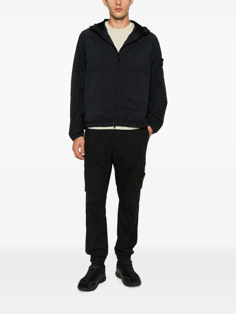 Stone Island Jack met capuchon en logopatch Zwart