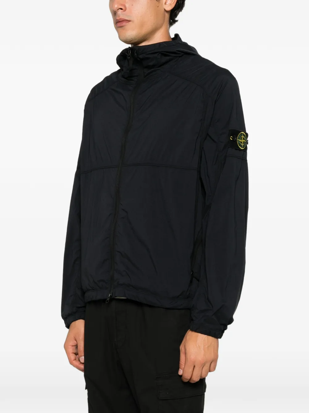 Stone Island Jack met capuchon en logopatch Zwart