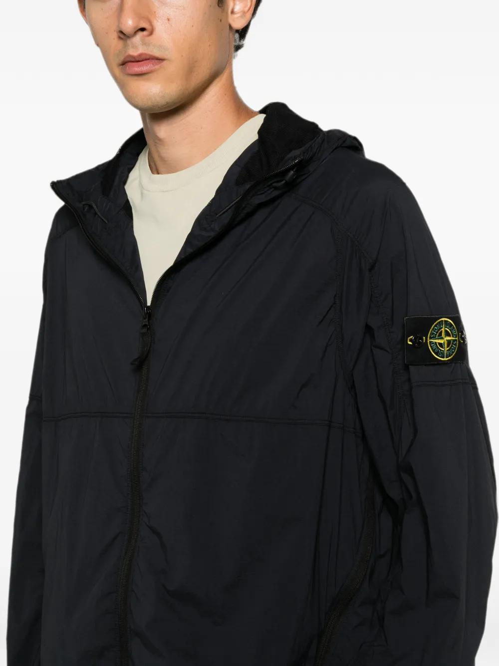 Stone Island Jack met capuchon en logopatch Zwart