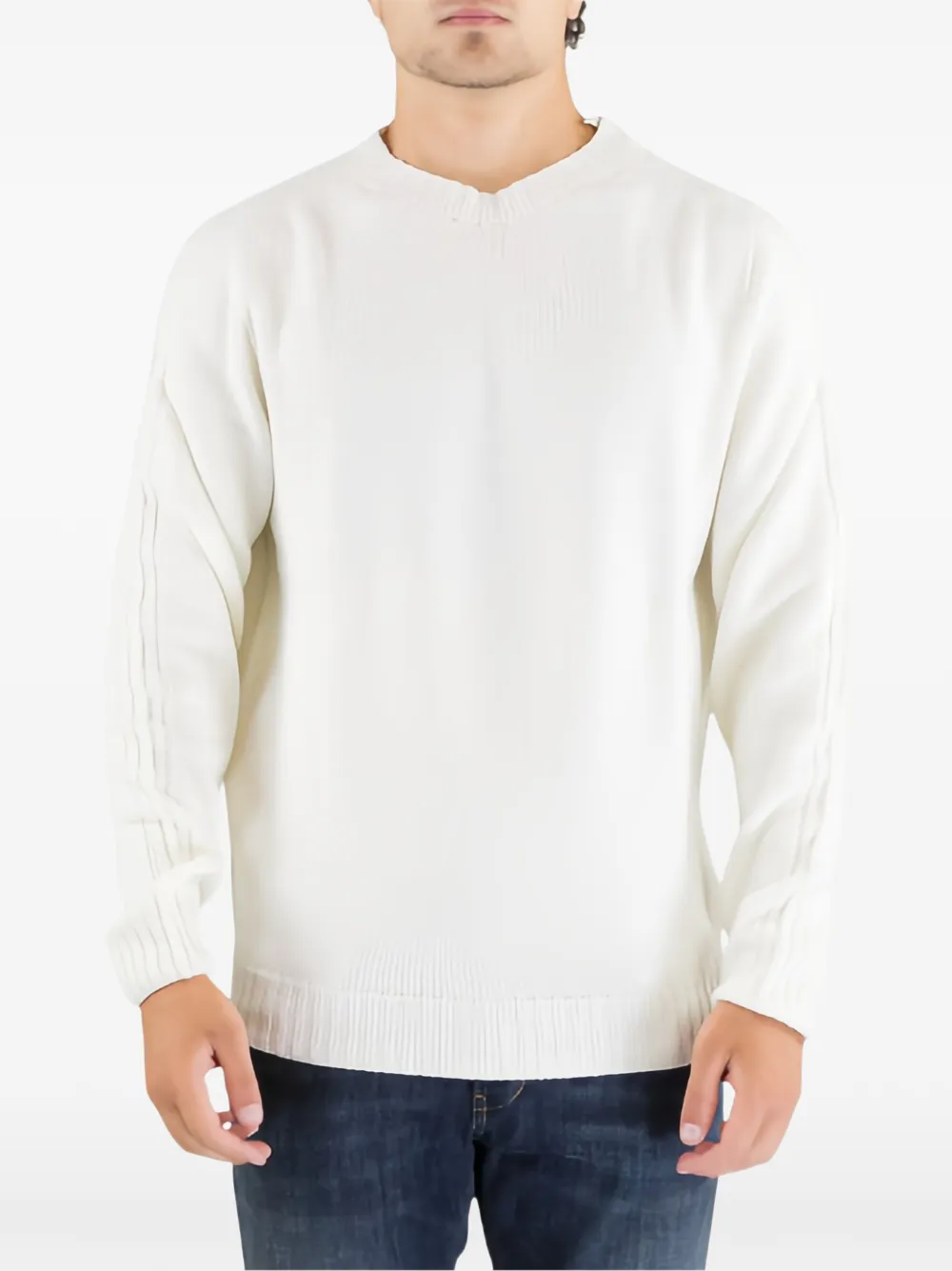 DONDUP crew-neck ribbed-trim sweater - Bianco