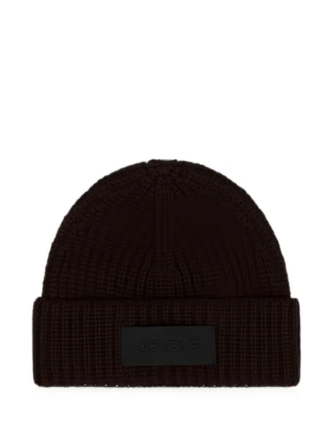 DONDUP ribbed-knit logo-patch beanie hat
