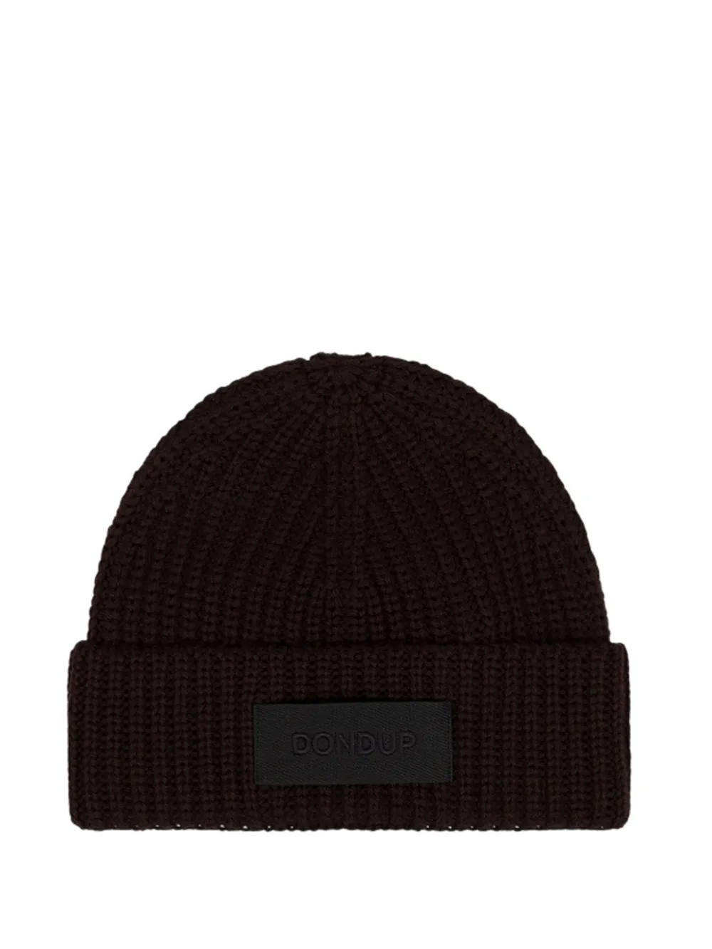 DONDUP ribbed-knit logo-patch beanie hat