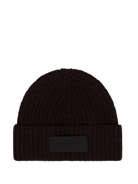 DONDUP ribbed-knit logo-patch beanie hat