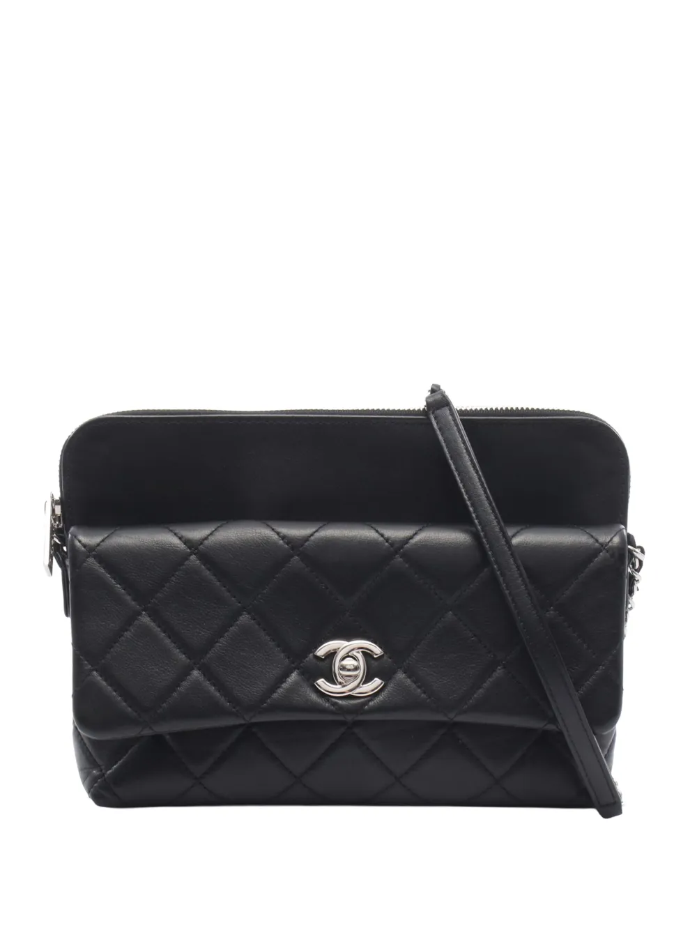 CHANEL Pre-Owned 2017-2018 CC Quilted Lambskin crossbody bag - Black