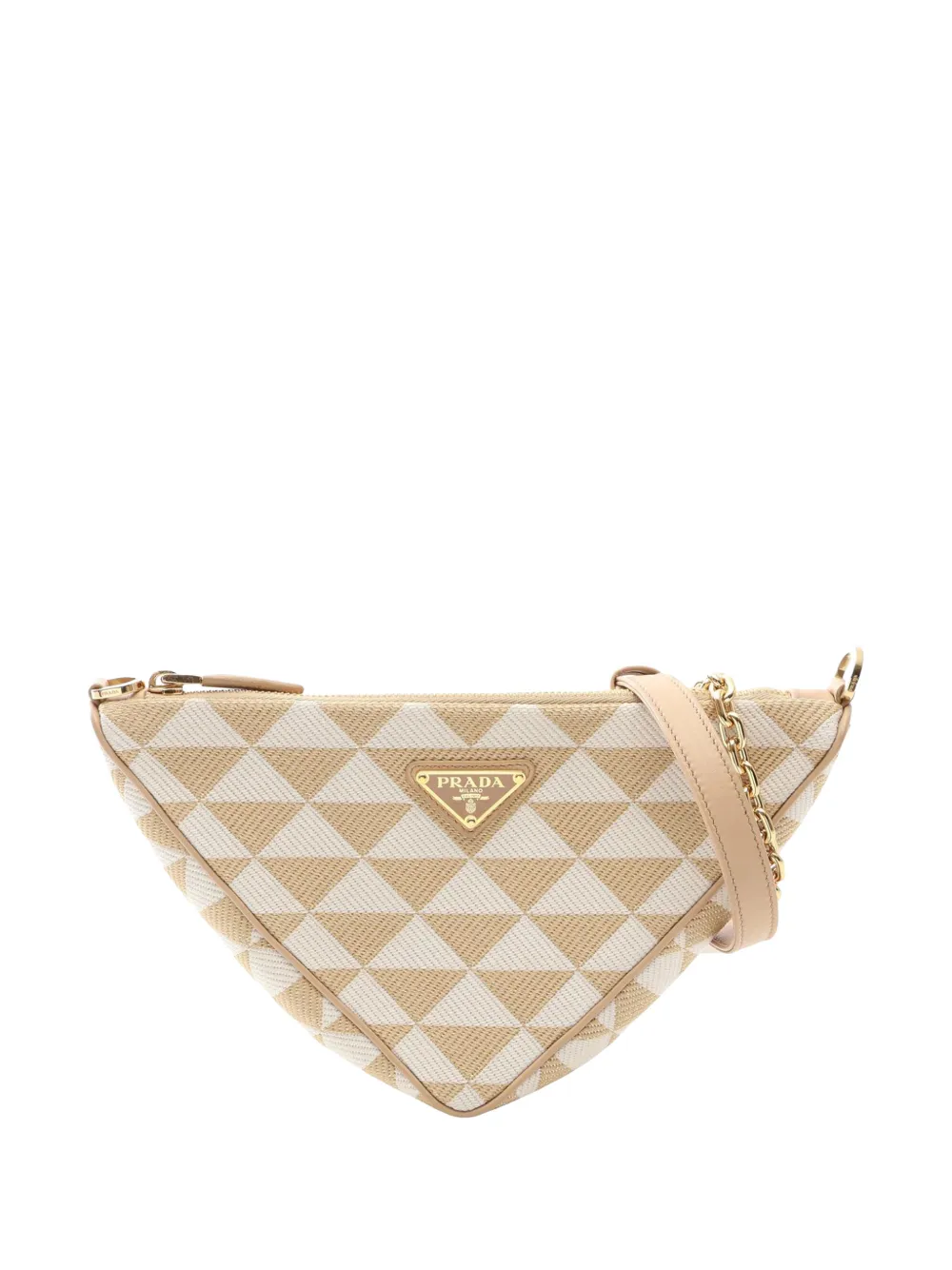 Prada Pre-Owned 2013-2026 Mini Triangolo Jacquard Triangle Symbole satchel - Neutrals