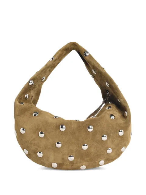 KHAITE Medium Olivia Hobo in Mud Suede with Silver Studs