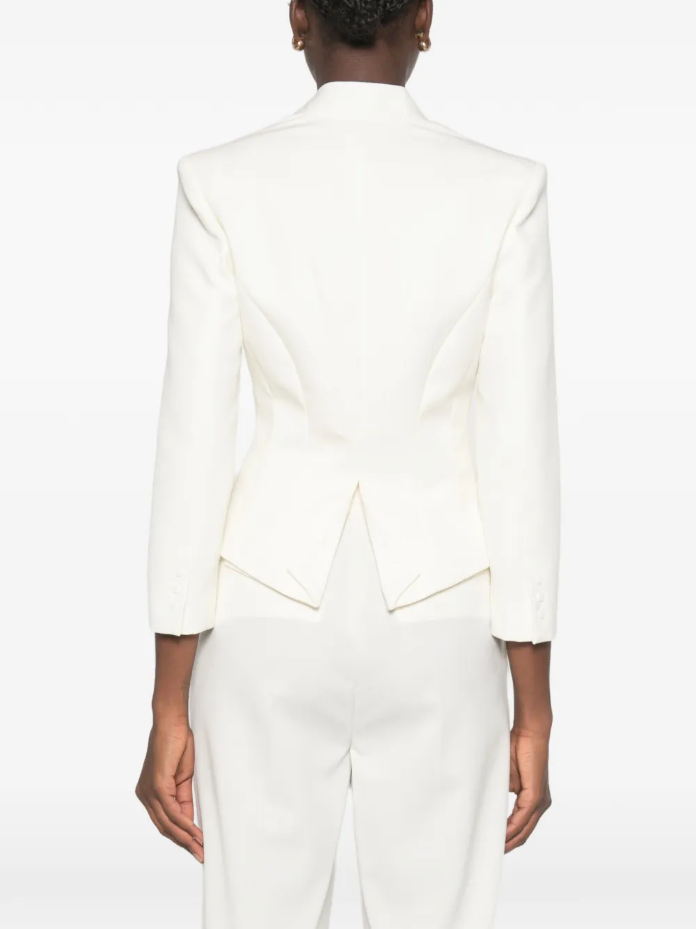 Elisabetta Franchi Jack met puntige revers en logo-plakkaat Wit