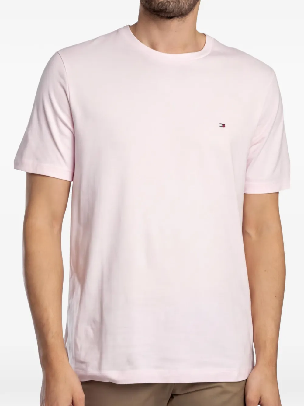 Tommy Hilfiger T-shirt girocollo con logo ricamato - Rosa